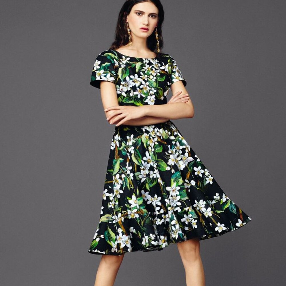 NWOT Dolce & Gabbana Orange Blossom Midi Dress